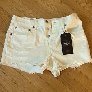 Levi’s 501 Jean shorts, white, size 30